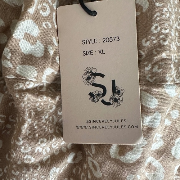 Brand New Sincerely Jules Leopard Cheetah Print Tan Dress Size XL Maxi Cottage - Picture 6 of 7